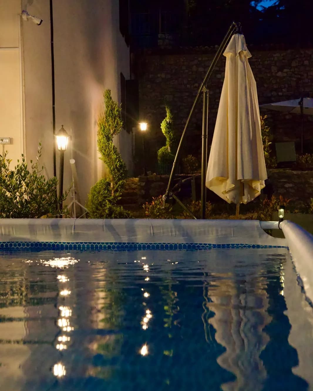 The pool at nightfall